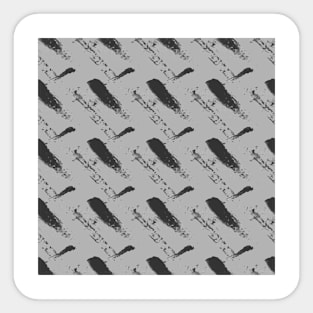 Black strokes and spots on a gray background, abstraction Sticker